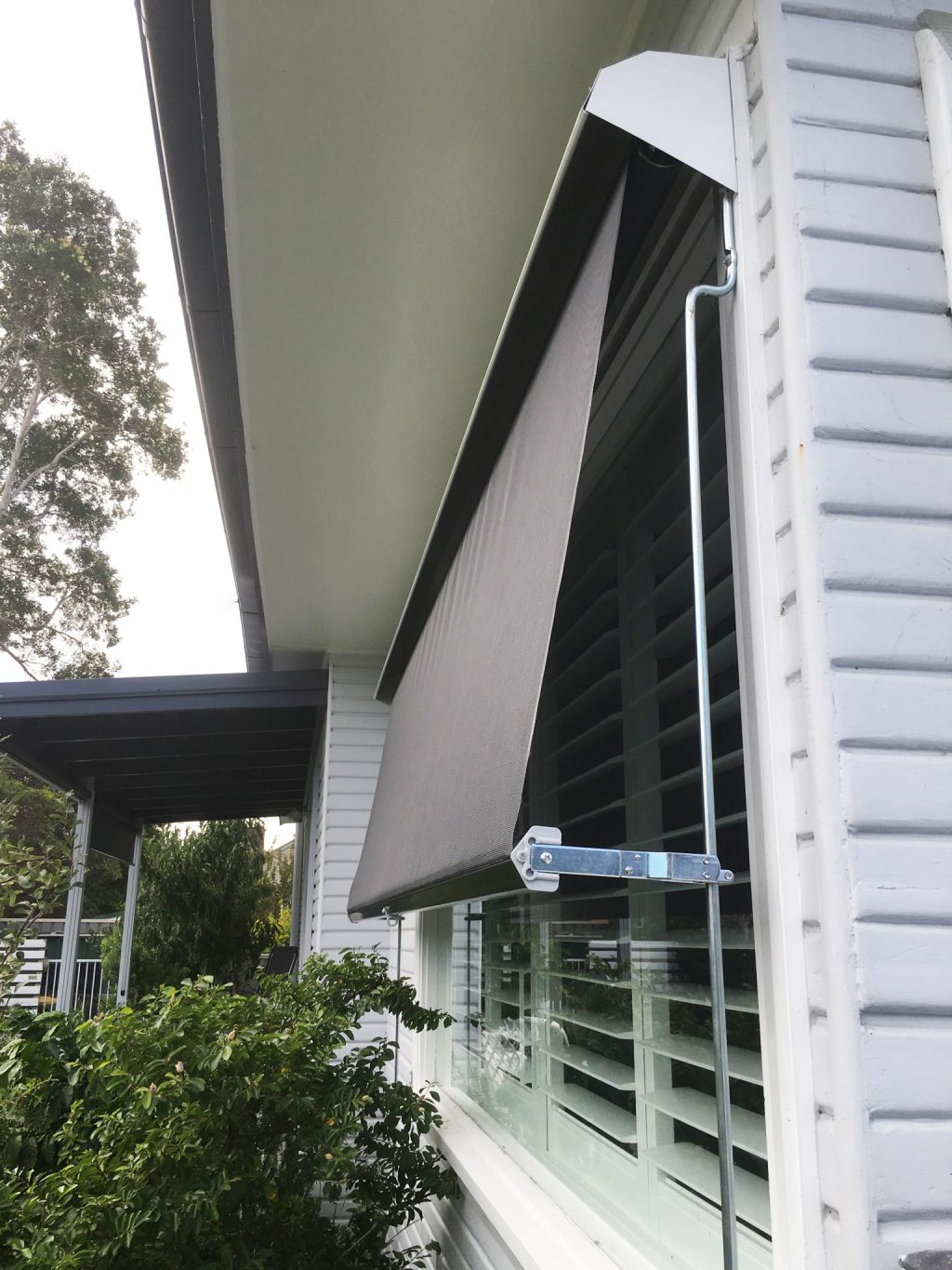 Close-up of Automatic window awning