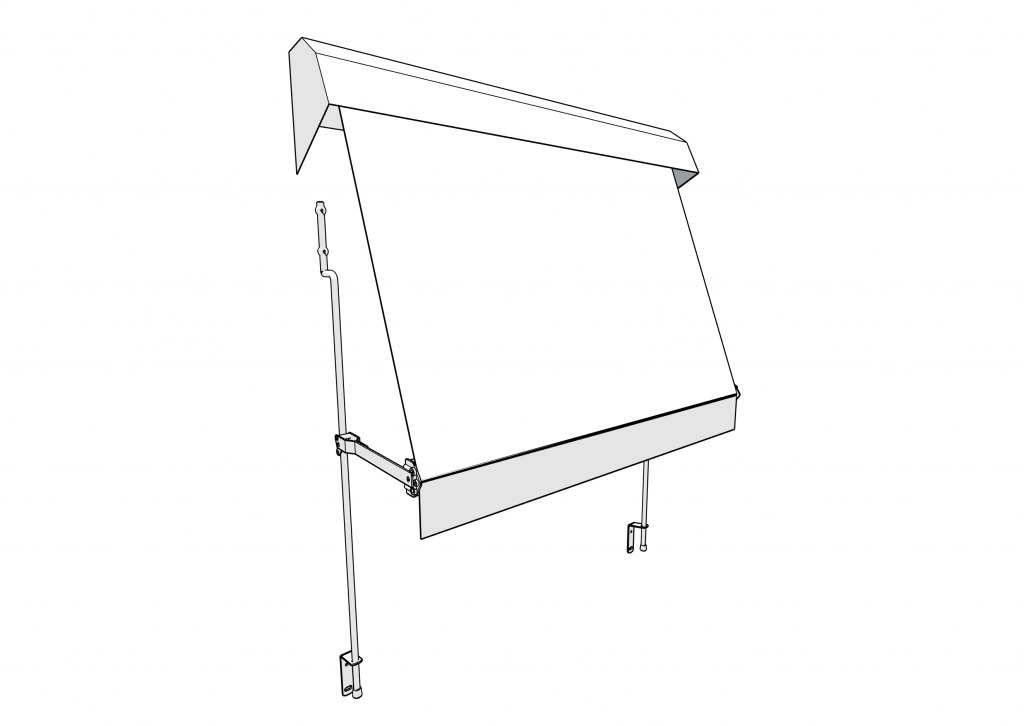 Line Drawing of Automatic Awning with Straight Valance