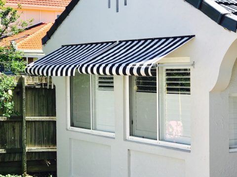 Striped Fabric Fixed Cafe Awning